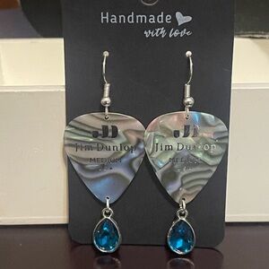 Jim Dunlop Silver Guitar Pick Earrings